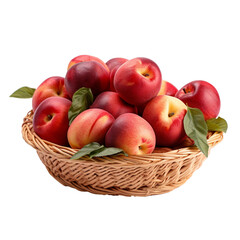 Naklejka na ściany i meble Cutout of a Fully Riped Red Apples in a Wicker Basket Isolated Against a Transparent Background (PNG) - AI Generative