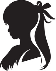 Mysterious Monochrome Black Girl Portrait IllustrationContours of Confidence Girl Vector in Black a