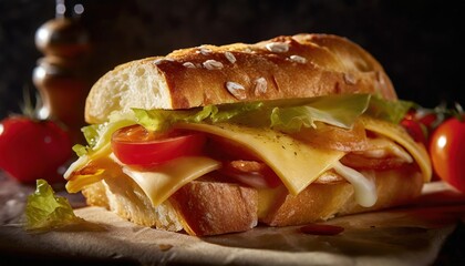 Chess, tomato and sandwich