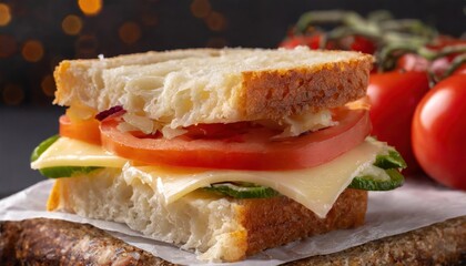 Chess, tomato and sandwich