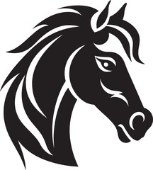 Graceful Gallop Vectorized Black Horse ArtSleek Equine Silhouettes Monochrome Art Style