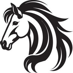 Bold Black Horses Vectorized Illustration CollectionElegant Equine Expressions Black & White Vector