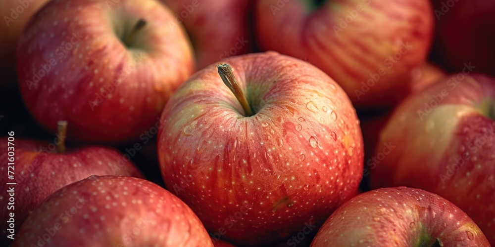 Poster a pile of red apples stacked on top of each other. suitable for food and healthy eating concepts