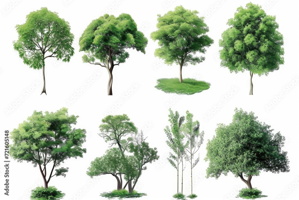 Poster A collection of different types of trees against a white backdrop. Perfect for various uses