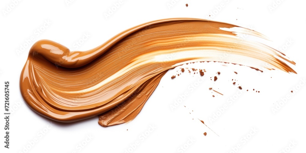 Poster a close-up photograph of a chocolate substance on a white surface. this image can be used for variou