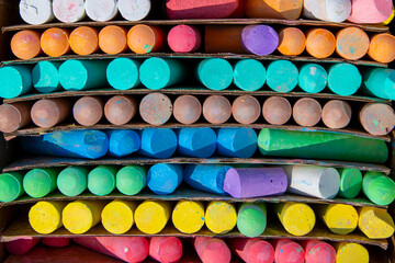 A box of beautiful colored chalk
