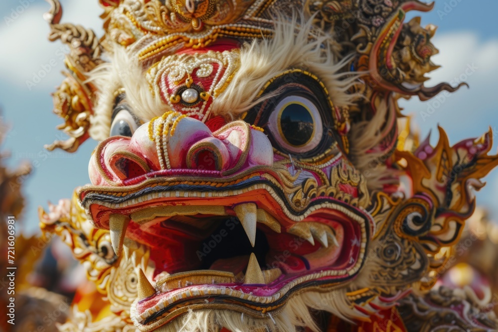 Aufkleber a close-up view of a person wearing a costume. versatile for various events and occasions
