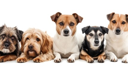 A group of dogs sitting next to each other. Ideal for pet lovers and animal-related projects