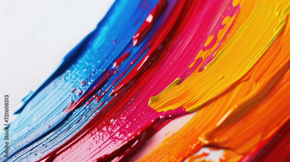 Poster A close up view of a vibrant and colorful painting on a clean white surface. This versatile image can be used for various creative projects and designs