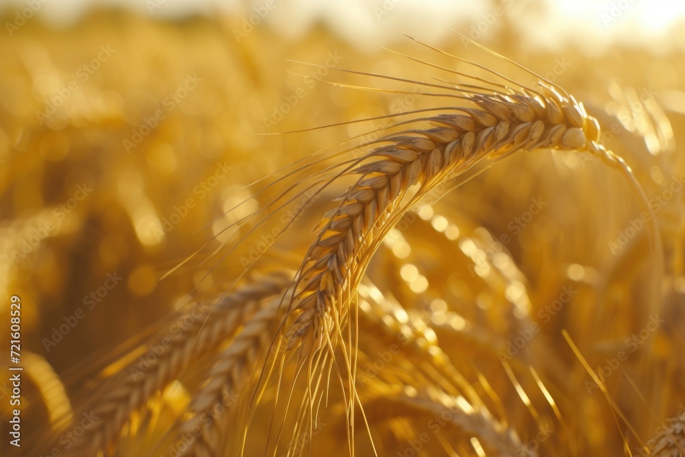 Poster A close-up view of ripe wheat in a field. Suitable for agricultural and nature-related projects