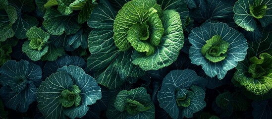 Stunning Cabbage Leaves Garden Nature Photo: Captivating Object of Abundant Cabbage Leaves in a Serene Garden Setting - Perfect Nature Photo Object