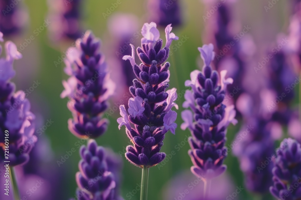 Poster A close-up view of a bunch of purple flowers. Perfect for adding a pop of color to any project