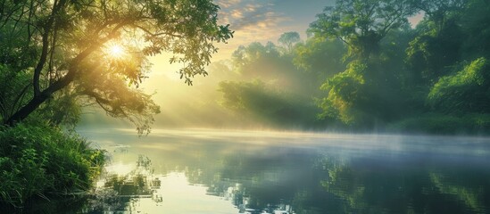 Captivating Morning: A Very Beautiful, Natural Scenery Embraces the Morning Bliss