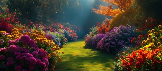Fototapeta premium Captivating Photo of a Stunningly Beautiful Garden Bursting with Colorful Flowers