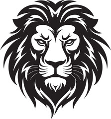 Tribal Inspired Lion Vector SketchVectorized Lion Roar Black Illustration