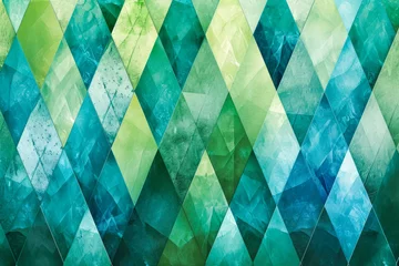 Fotobehang Create a pattern of diamonds with a gradient of green and blue colors © mila103