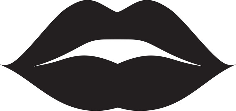 Nocturnal Charm Vector Lips in BlackGraphical Noir Kiss Black Lips Design