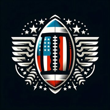 emblem American football in Vector Illustration with Black Background design with space for copy super bowl sunday created with generative ai