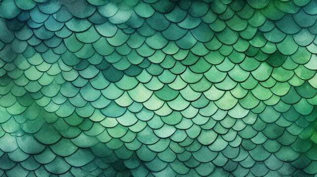 Watercolor Crocodile skin textured background. Alligator scales. Lizard, reptile, snake, fish skin. Concepts of fantasy textures, aquarelle art