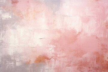 Obraz premium Abstract background with textured gradient soft pastel pink, grey and peach fuzz with distressed paint splatters and strokes on canvas