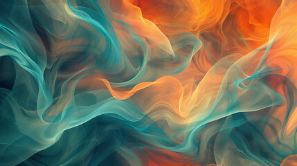 A dynamic abstract featuring an entwining dance of warm tones and cool blues, giving off a vibrant, flowing energy that's almost tangible.
 - obrazy, fototapety, plakaty