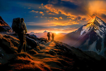 Climbers Scaling Peaks