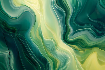 A fluid abstract texture with waves of emerald and lime green, evoking a natural, soothing movement reminiscent of marbled patterns.
