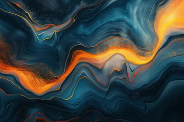 Poster Abstract Orange and Blue Marbled Artwork  © Mateusz