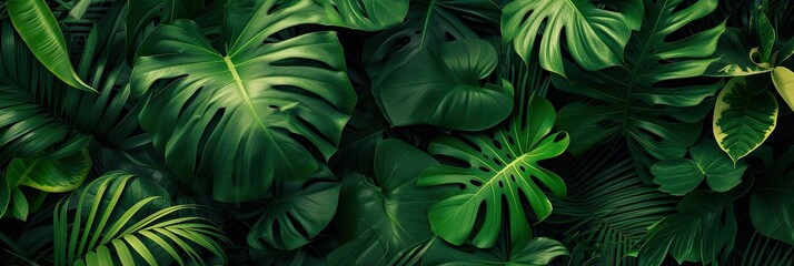 Fototapeta na wymiar Tropical green leaves. Lush jungle background.