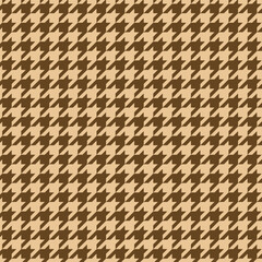 Houndstooth seamless pattern in brown.Dogs tooth check plaid repeat pattern.Goose tooth plaid geometric graphic vector illustration.