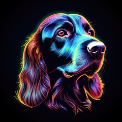 Gordon setter. Neon outline icon with a light effect.
