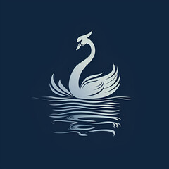 A logo illustration of a graceful swan on a serene lake. Created with generative AI.