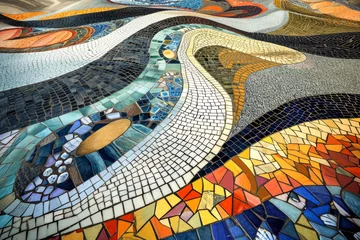 Crédence de cuisine en verre imprimé Copacabana, Rio de Janeiro, Brésil surreal landscape emerges, where the ground beneath our feet transforms into a mesmerizing mosaic of interlocking tiles