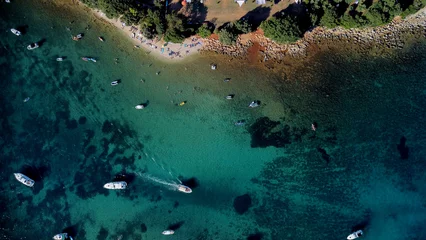 Crédence de cuisine en verre imprimé Plage de Camps Bay, Le Cap, Afrique du Sud drone shot of Adriatic sea beach on Island in Croatia