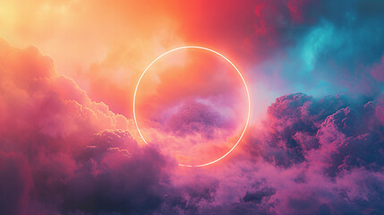 Surreal Neon Ring Amongst Vivid Clouds
