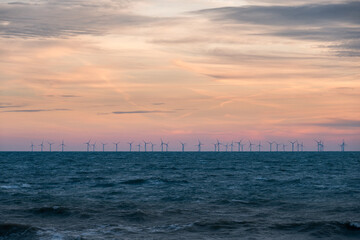 Off shore wind turbines in the evening