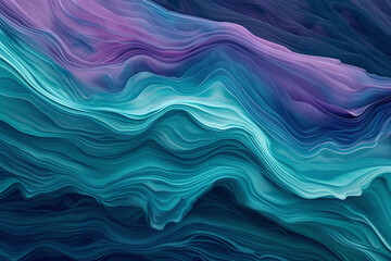 A soothing image of marbled waves art in serene teal and lavender hues perfect for tranquil designs and decor - obrazy, fototapety, plakaty