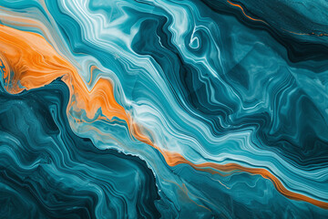 Abstract Turquoise and Orange Marble Texture