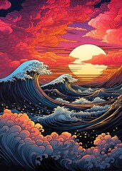 Ocean's Embrace: Capturing the Majesty of Sunset Waves