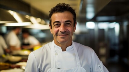 Fototapeta premium Male Chef in an Open Kitchen