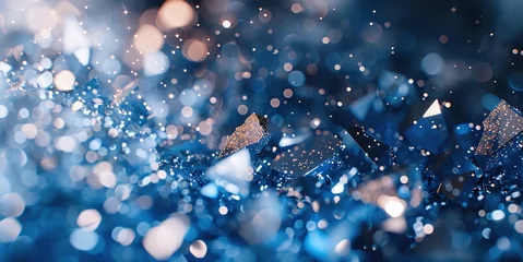 Fototapete Rund A captivating landscape of blue glitter with a mesmerizing bokeh effect creating an atmosphere of magical sparkle © Mateusz