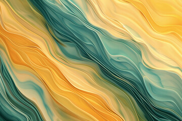 Abstract illustration featuring smooth waves of teal and orange, giving a warm, fluid, abstract appearance