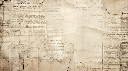 Old newspaper background. Aged paper grunge vintage texture. Overlay template - 721630160