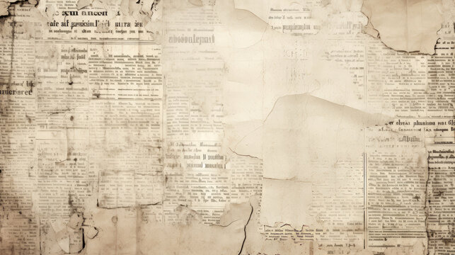 Old newspaper background. Aged paper grunge vintage texture. Overlay template