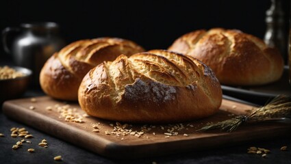 Close-up view of freshly baked bread