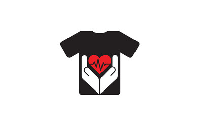 heart beat Icon on T-shirt attractive and colorfull logo 