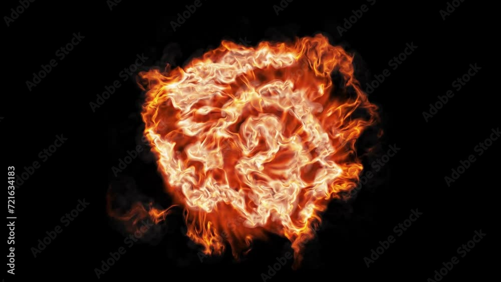 Canvas Prints fire isolated on black background, 4k seamless loop