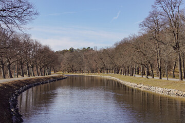 Scenic view of canal against sky
