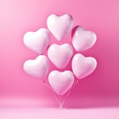 Heart shaped balloons. Heart balloon on pink background