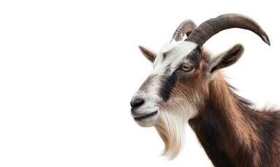 Portrait of a goat.  Captivating Close-Up of a Goat's Head, Eyes and Horns.